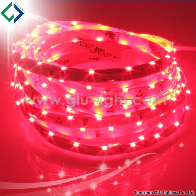 Bande LED 3014 à émission latérale, haute luminosité, 12V, 60 diodes/m, vue latérale rouge, haute qualité